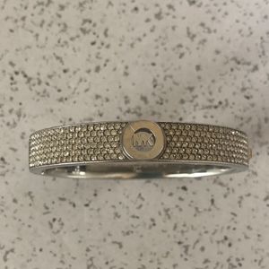 Michael Kors Fulton Crystal Pave Logo Bangle Silve